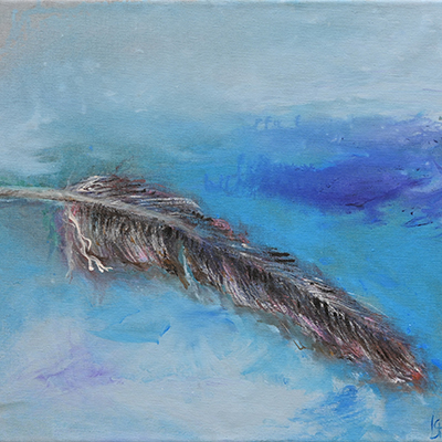 Feder III, 2023/24 Acryl auf Leinwand, 60x50cm