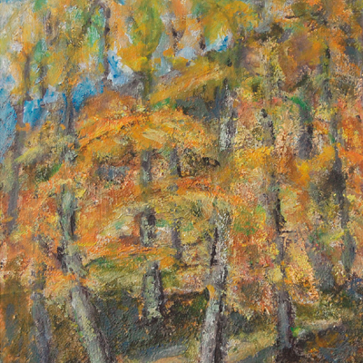 autumnal beech forest, 2004, mixed media on canvas, 40x30cm
