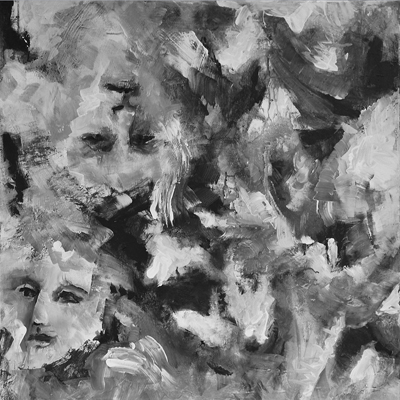 Abstract II - faces III, 2017, acrylic on canvas, 70x70cm
